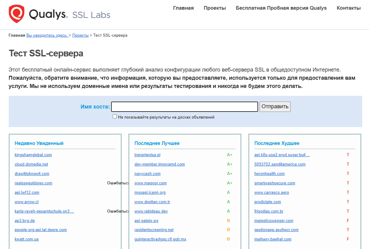 Сервис для теста SSL